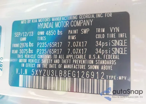 2014 Hyundai Santa Fe Sport из США, поврежденный, VIN 5XYZU3LB8EG126912